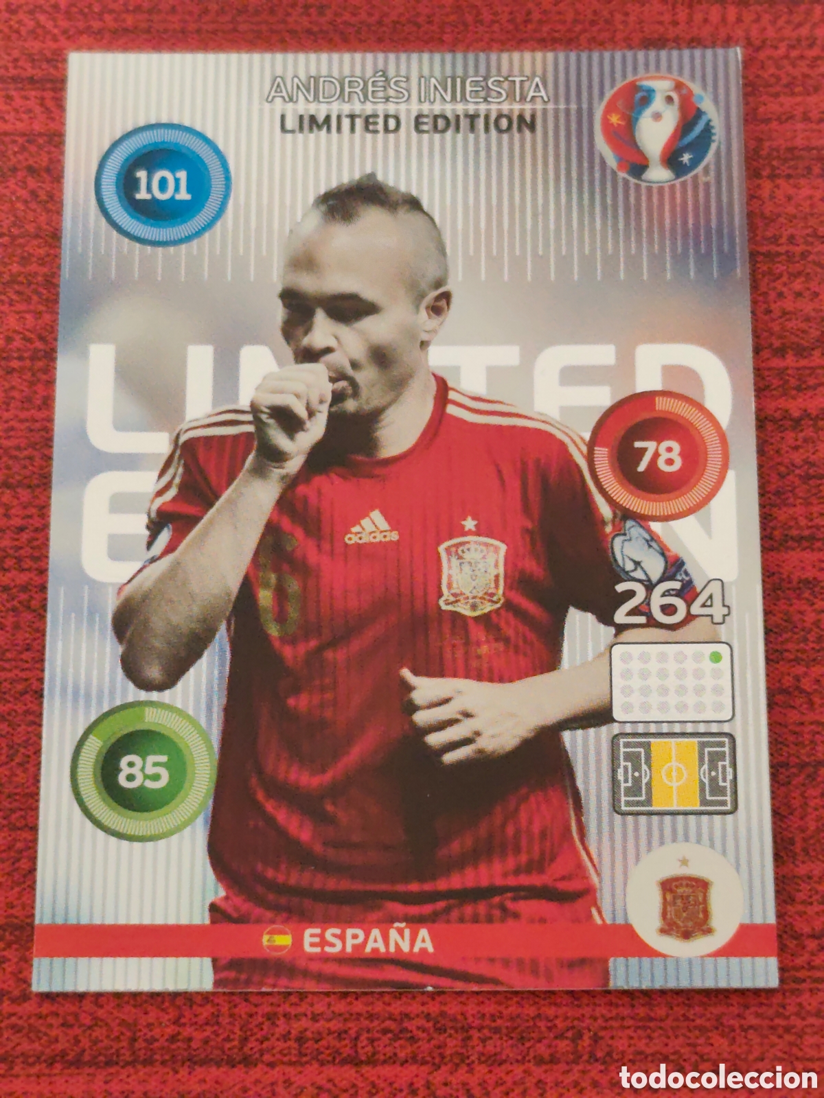 Cromos de f&uacute;tbol: LIMITED EDITION ANDR&Eacute;S INIESTA ESPA&Ntilde;A EURO 2016 ADRENALYN XL