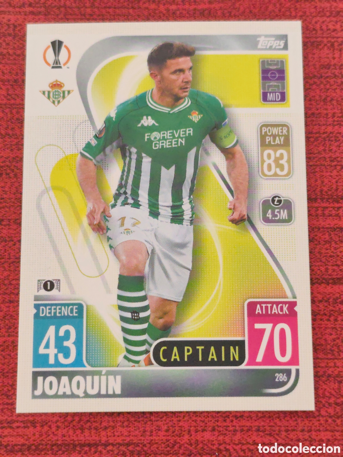 Cromos de f&uacute;tbol: 286 JOAQU&Iacute;N REAL BETIS TOPPS MATCH ATTAX UEFA CHAMPIONS LEAGUE 2021 2022