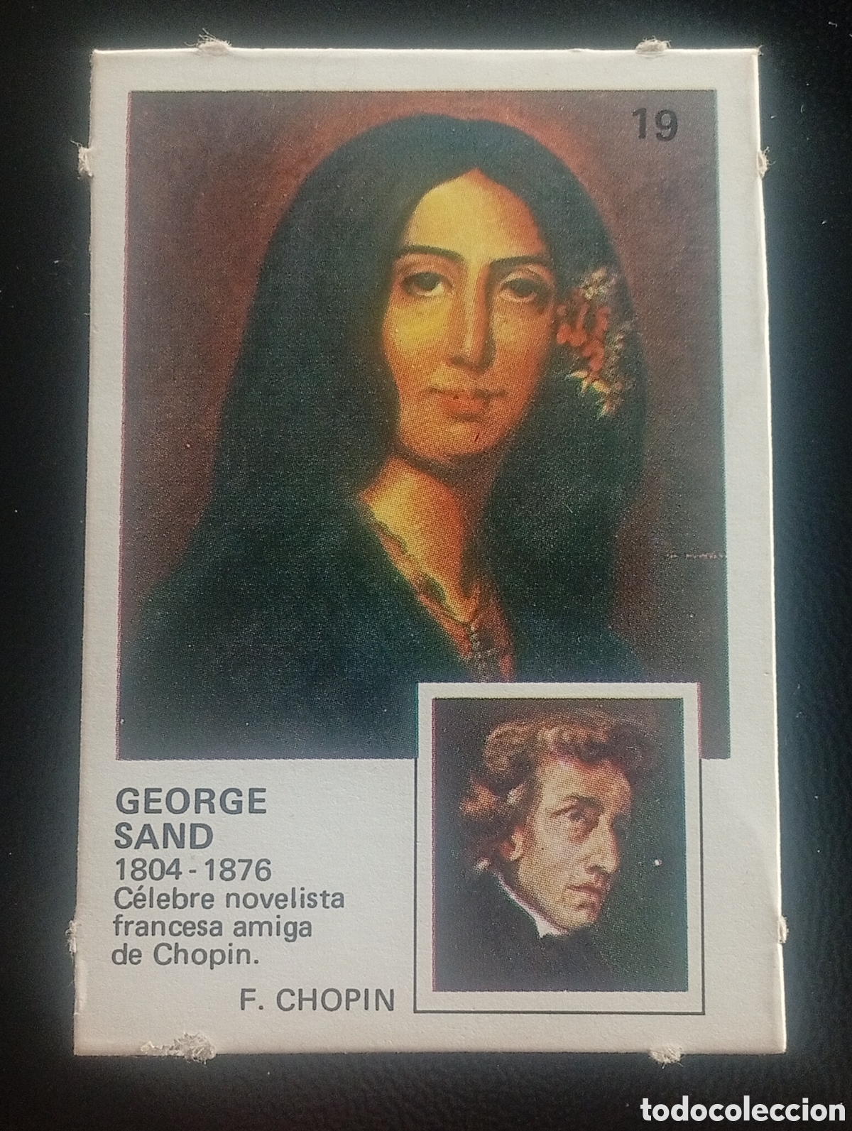 Cromos de f&uacute;tbol: 19 GEORGE SAND CHOPIN YUPICROMOS YUPI CROMOS 1977 PASTELITOS ORTIZ PAREJAS FAMOSAS