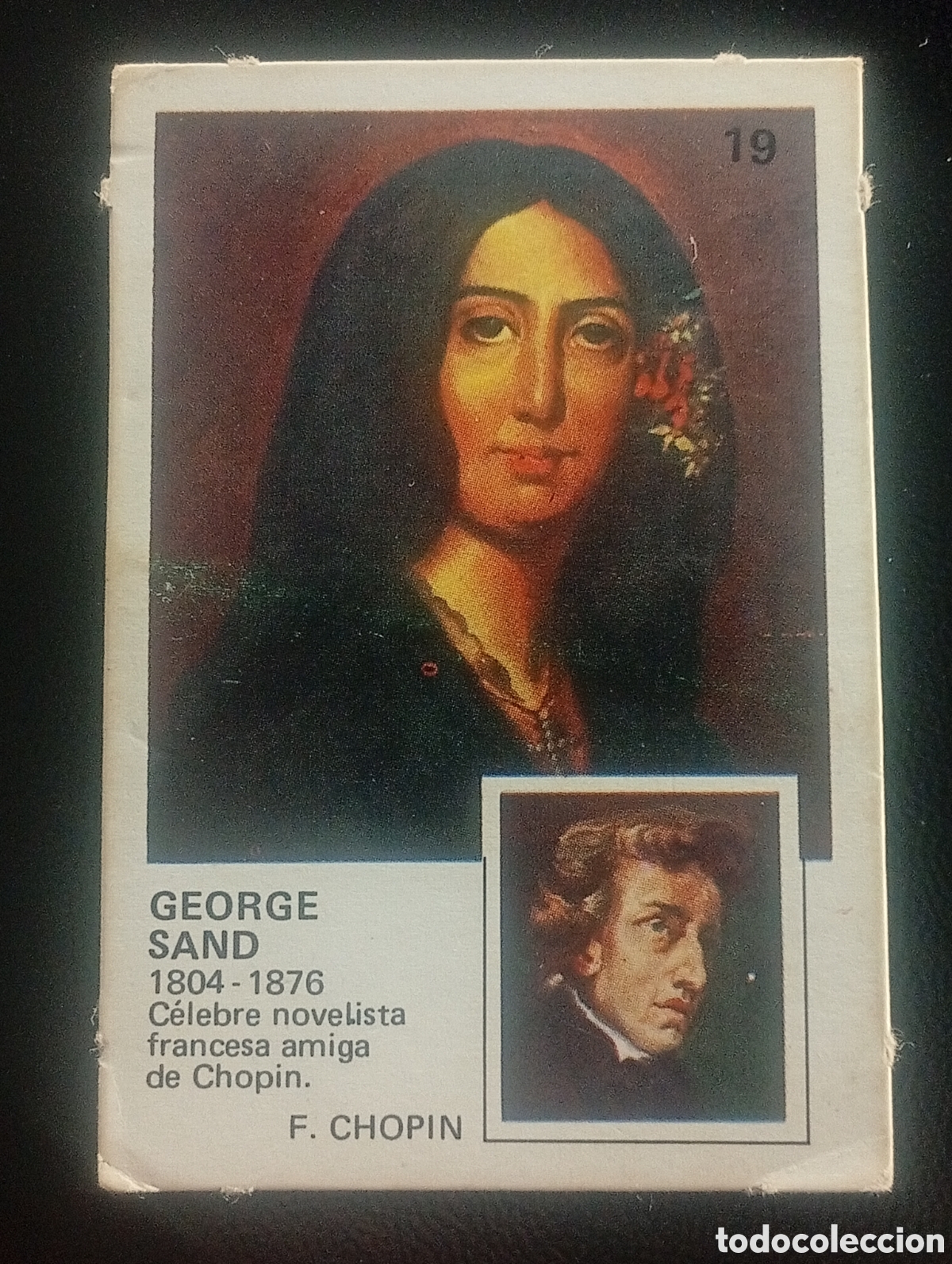 Cromos de f&uacute;tbol: 19 GEORGE SAND CHOPIN YUPICROMOS YUPI CROMOS 1977 PASTELITOS ORTIZ PAREJAS FAMOSAS