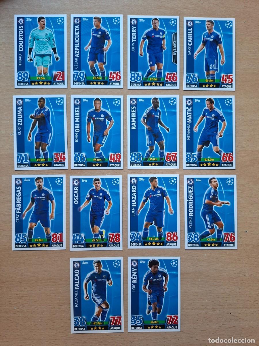 Cromos de f&uacute;tbol: LOTE 14 CROMOS CHELSEA TOPPS MATCH ATTAX CHAMPIONS 2015 2016 15 16 COURTOIS FABREGAS HAZARD FALCAO