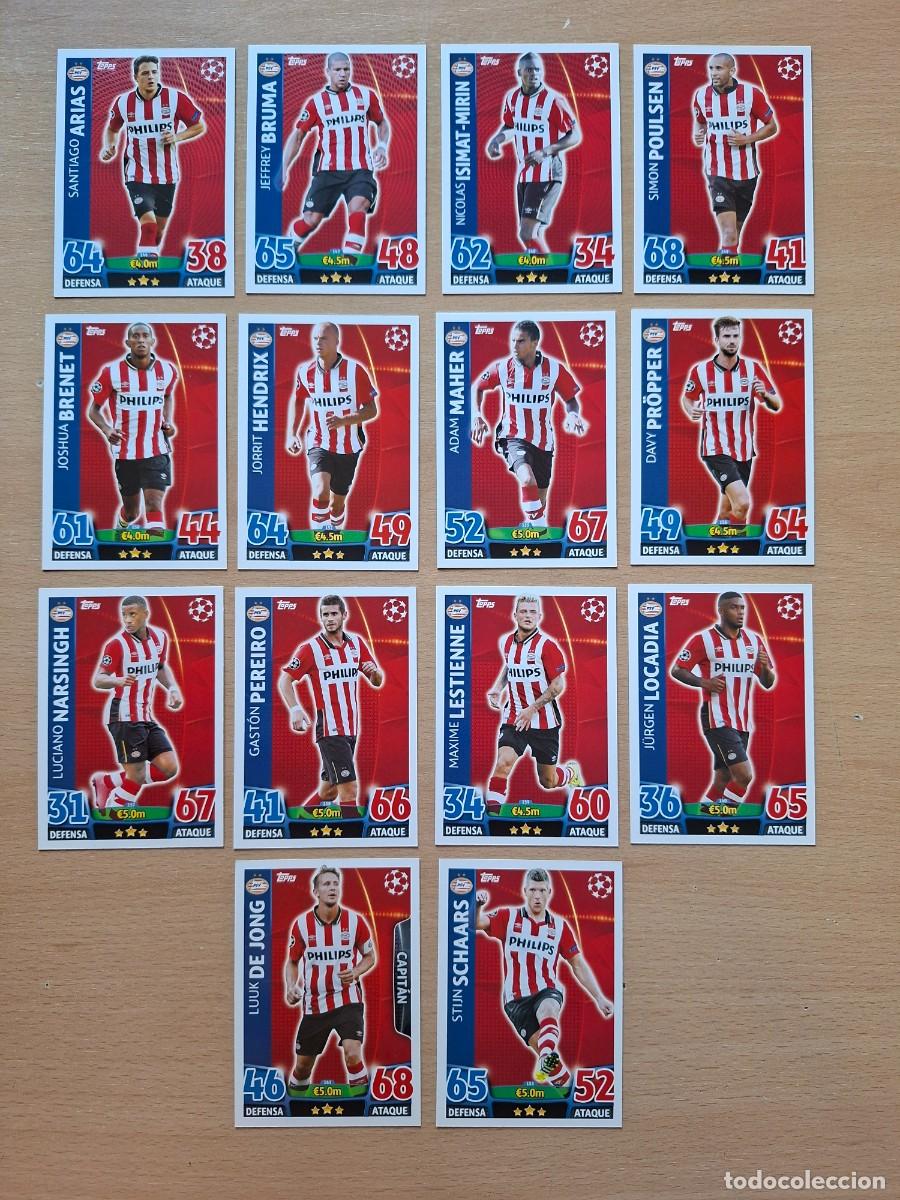 Cromos de f&uacute;tbol: LOTE 14 CROMOS PSV EINDHOVEN TOPPS MATCH ATTAX CHAMPIONS 2015 2016 15 16 ARIAS POULSEN DE JONG