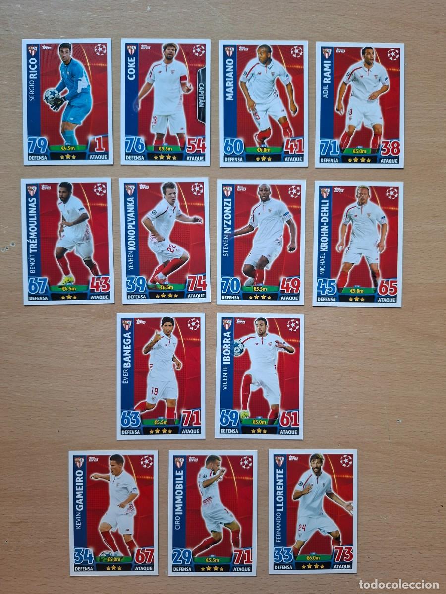 Cromos de f&uacute;tbol: LOTE 13 CROMOS SEVILLA TOPPS MATCH ATTAX CHAMPIONS LEAGUE 2015 2016 15 16 COKE RAMI BANEGA LLORENTE
