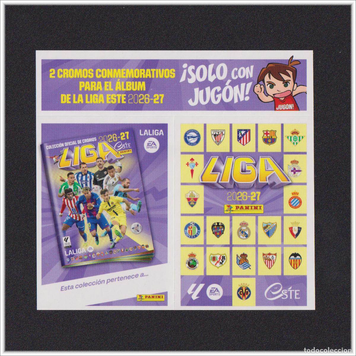 Cromos de f&uacute;tbol: 2 CROMOS CONMEMORATIVOS LIGA ESTE 2026 2027 26 27 LAMINE YAMAL MBAPPE UNAI SIMON PANINI COLECCI&Oacute;N