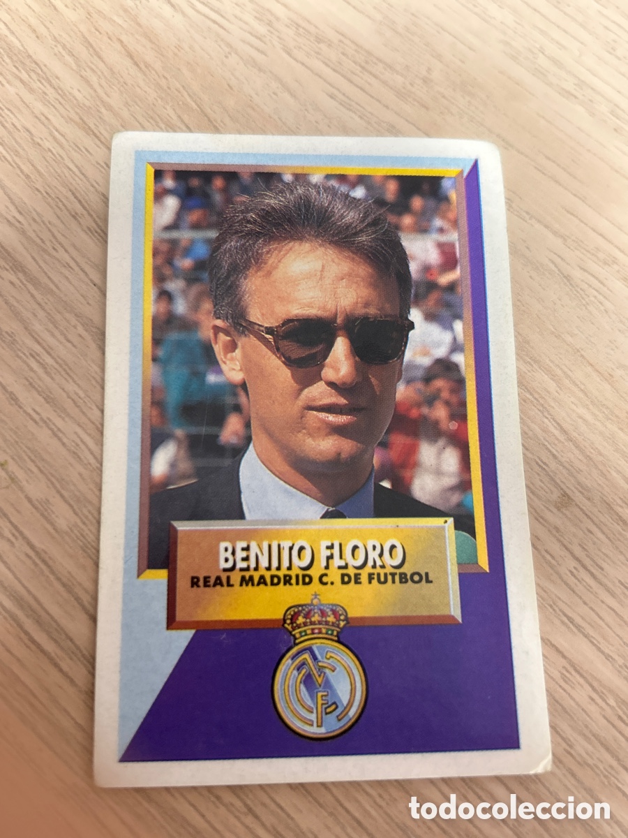 Cromos de f&uacute;tbol: BENITO FLORO ENTRENADOR REAL MADRID ADHESIVO LIGA ESTE 1993 1994 93 94 NUNCA PEGADO SIN PEGAR