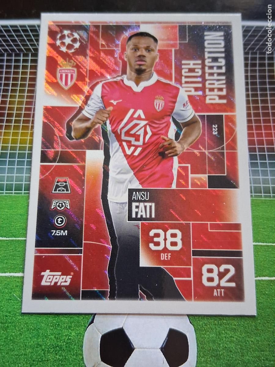 Cromos de f&uacute;tbol: 223 ANSU FATI MONACO PITCH PERFECTION TOPPS MATCH ATTAX EXTRA CHAMPIONS 2025 2026 25 26
