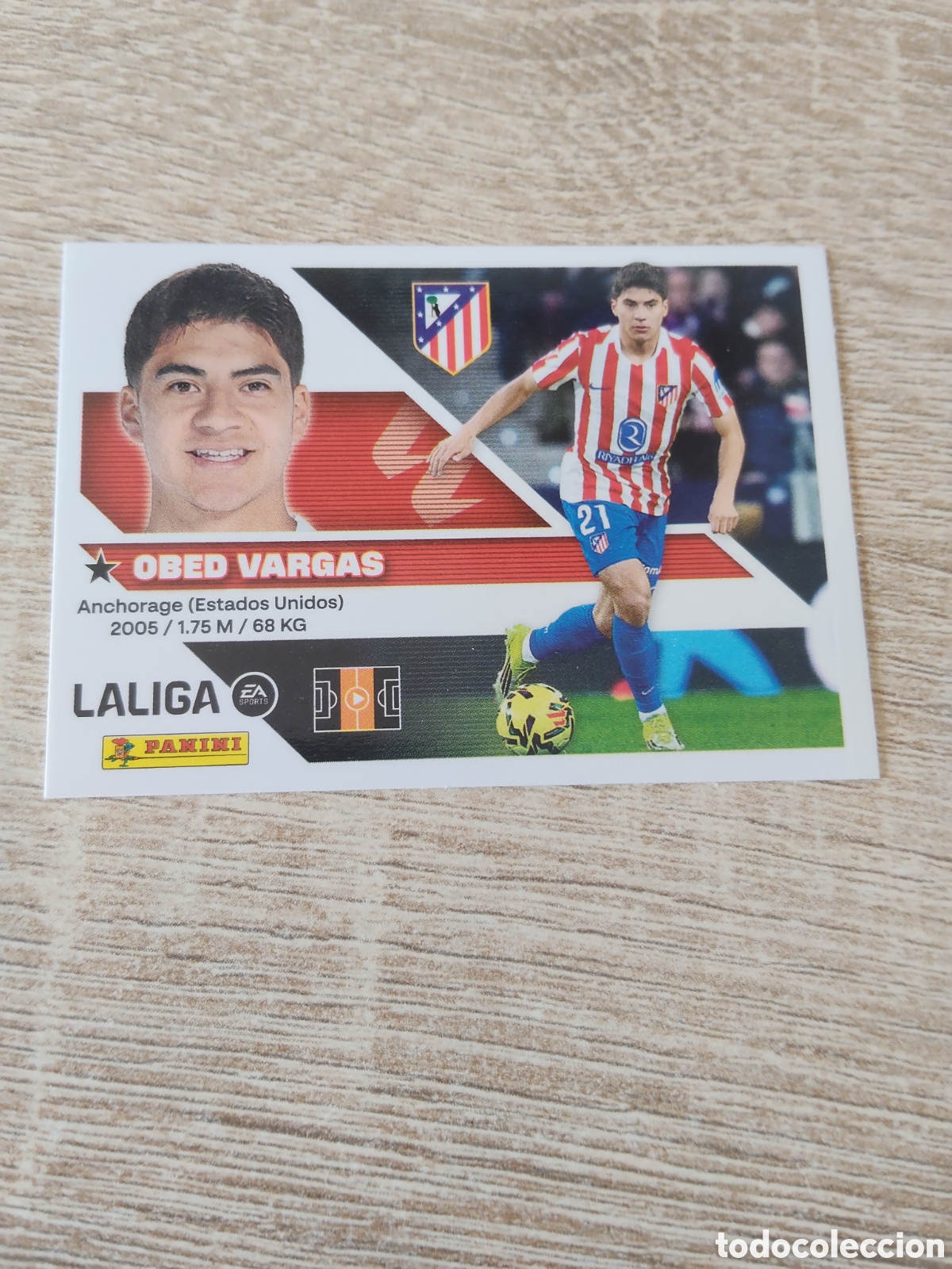 Cromos de f&uacute;tbol: Obed Vargas Atl&eacute;tico de Madrid liga 2026 2027 26 27 ediciones este