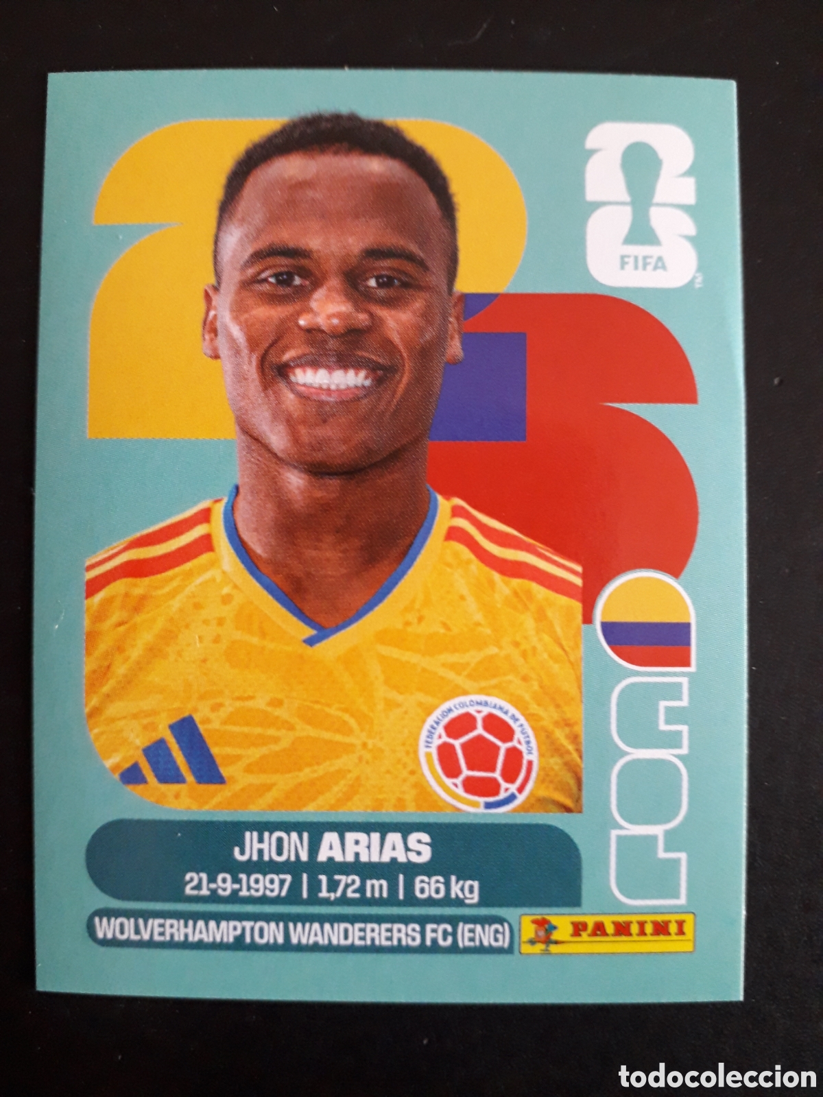 Cromos de f&uacute;tbol: JHON ARIAS COLOMBIA COL 17 MUNDIAL F&Uacute;TBOL 2026 FIFA WORLD CUP PANINI SIN PEGAR PEDIDO M&Iacute;NIMO 3&euro;