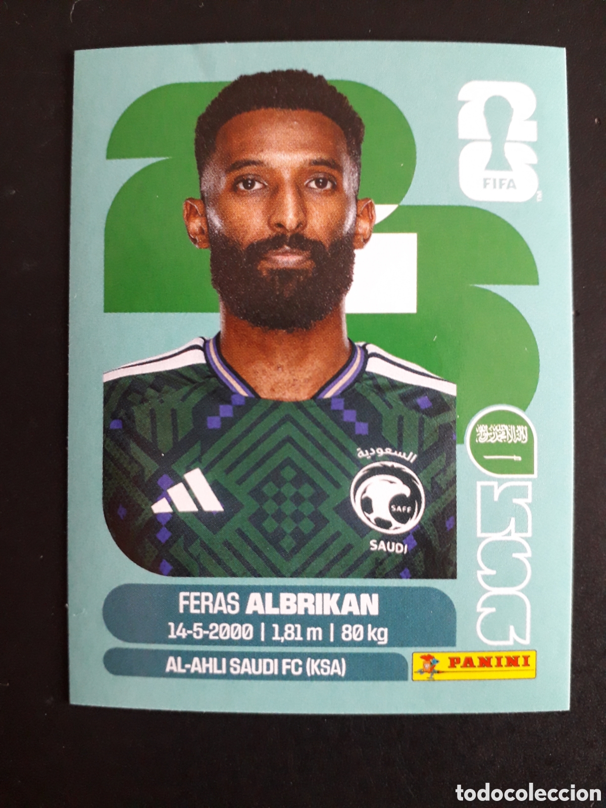 Cromos de f&uacute;tbol: ALBRIKAN ARABIA SAUD&Iacute; KSA 18 MUNDIAL F&Uacute;TBOL 2026 FIFA WORLD CUP PANINI SIN PEGAR PEDIDO M&Iacute;NIMO 3&euro;