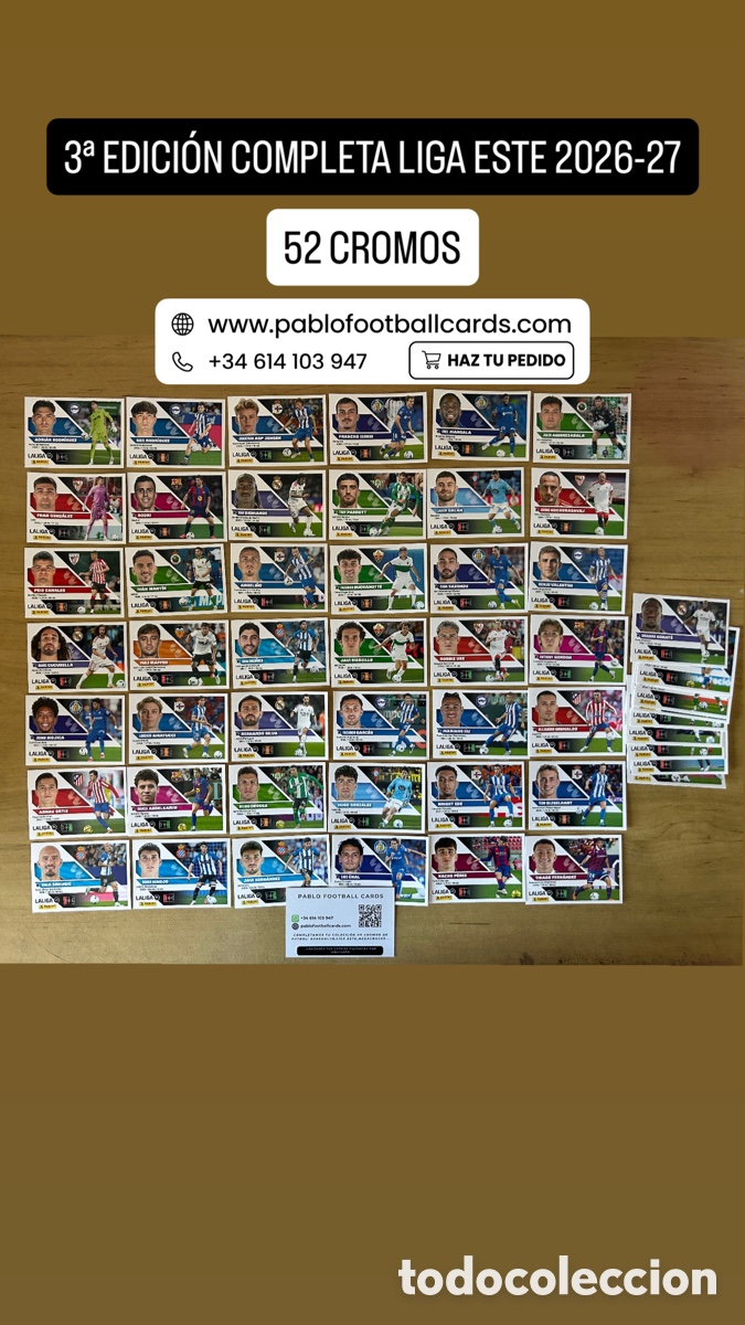 Cromos de f&uacute;tbol: LOTE COMPLETO 52 CROMOS TERCERA EDICI&Oacute;N LA LIGA ESTE 2026/27 PANINI 3&ordf;EDICION
