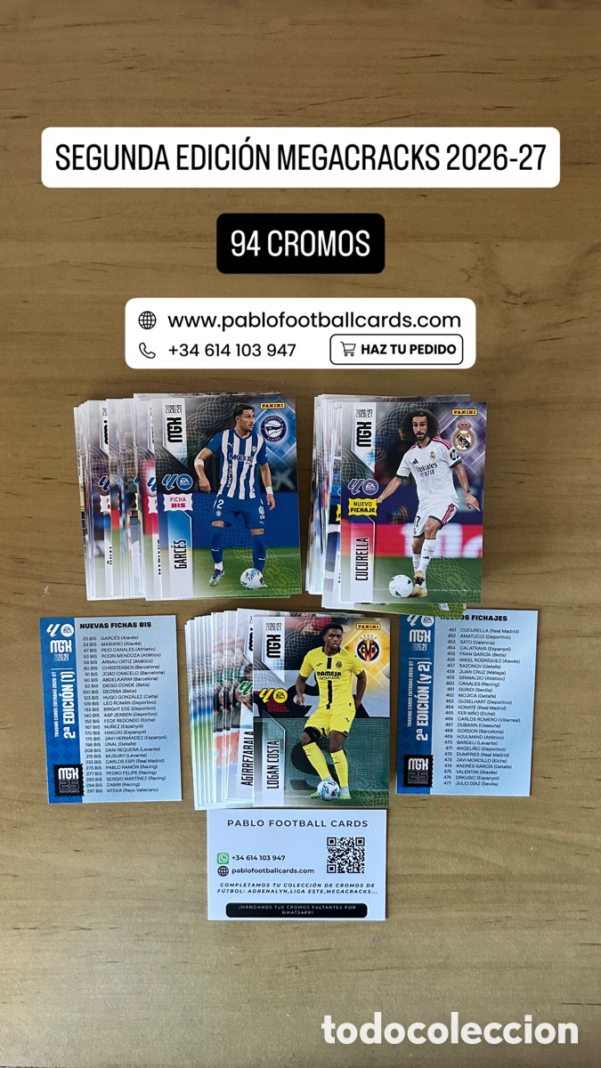 Fu&szlig;ball-Sticker: LOTE COMPLETO 94 CROMOS SEGUNDA EDICI&Oacute;N MEGACRACKS 2026/27 PANINI 2&ordf; ABDELKARIM