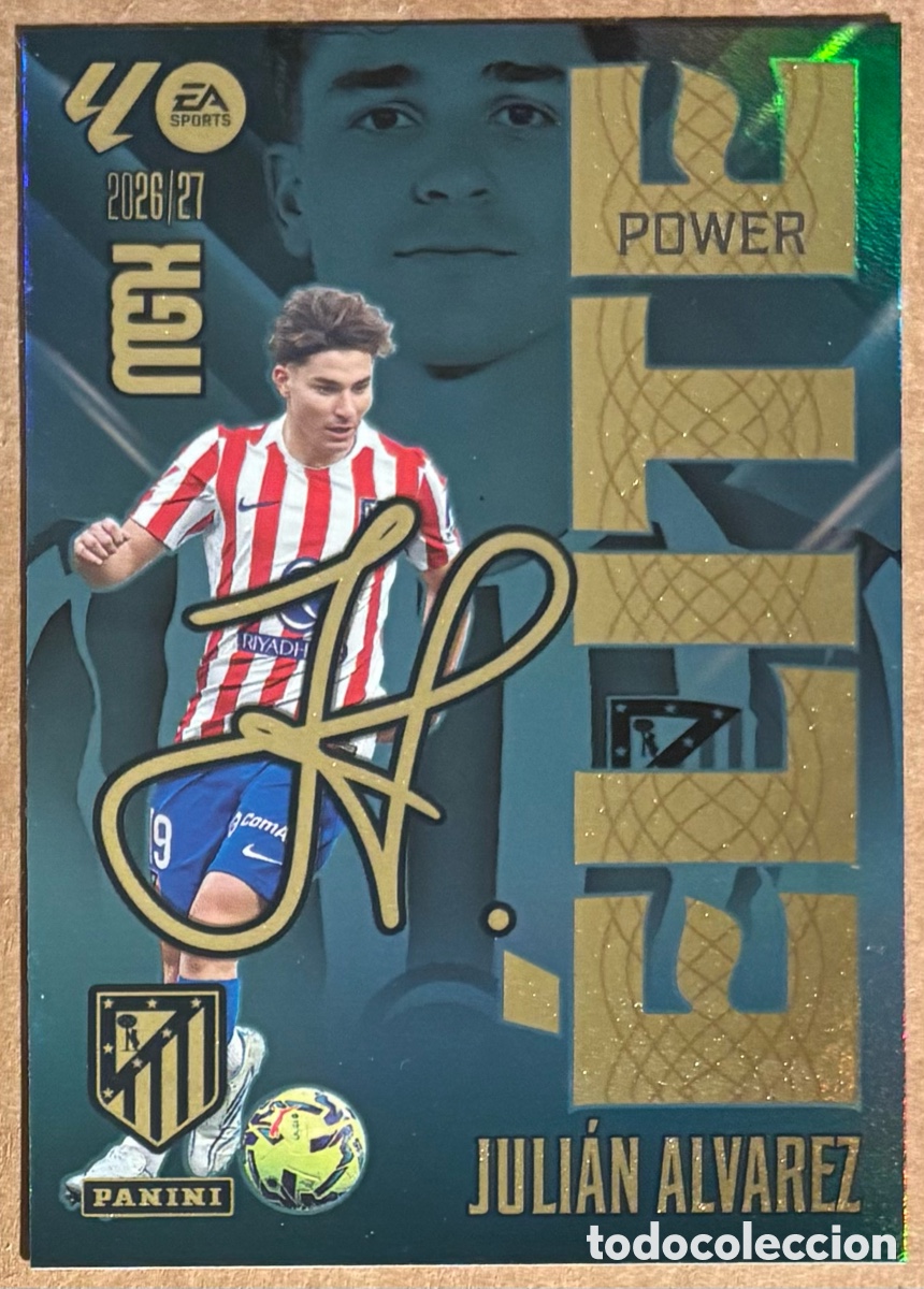 Cromos de f&uacute;tbol: JULI&Aacute;N &Aacute;LVAREZ (ATL&Eacute;TICO MADRID). CARTA POWER ELITE PANINI MEGACRACKS MGK 2026/27. #8P.