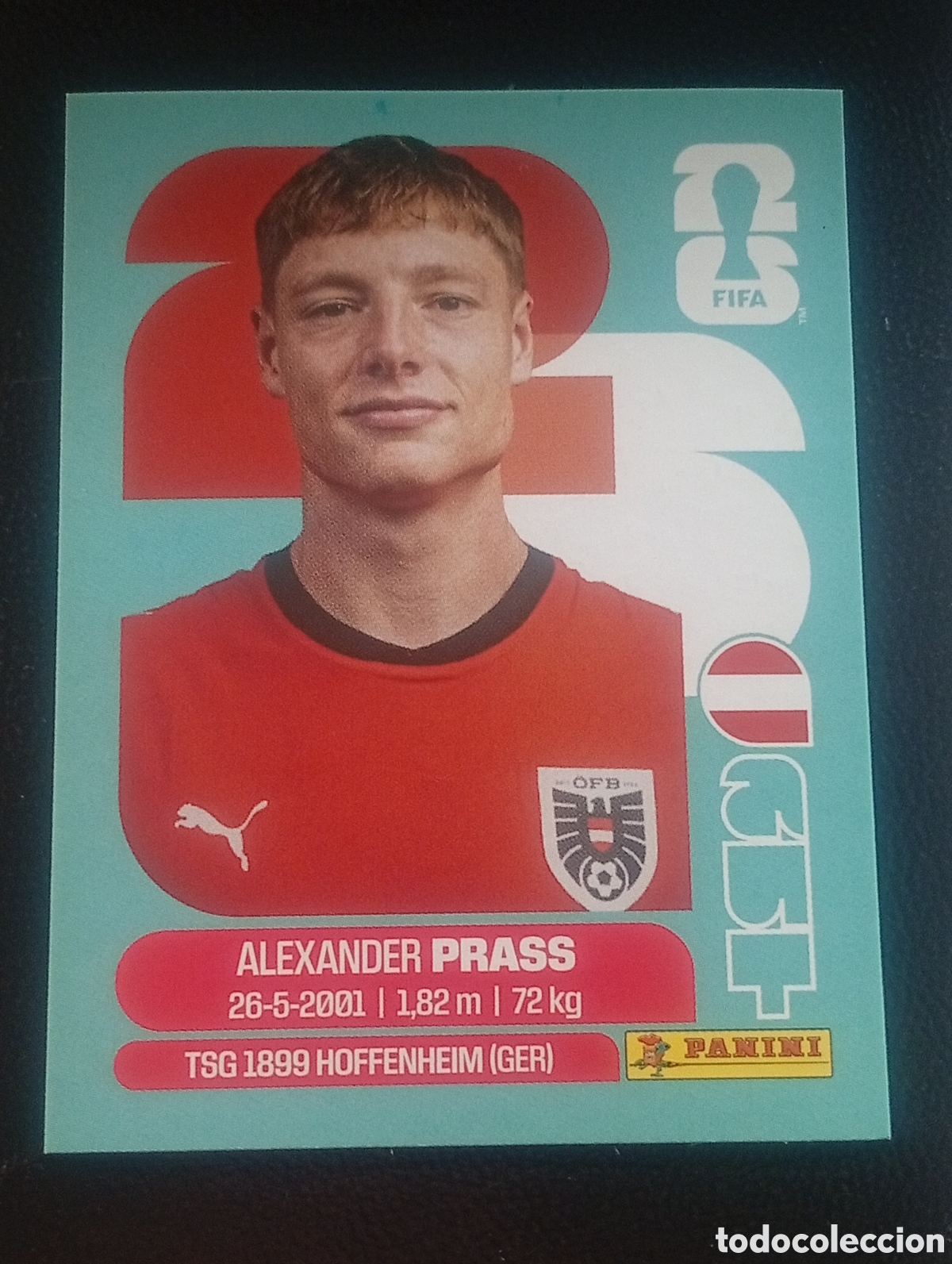 Fu&szlig;ball-Sticker: AUT 9 PRASS AUSTRIA MUNDIAL F&Uacute;TBOL 2026 FIFA WORLD CUP PANINI CROMO STICKER AUT9