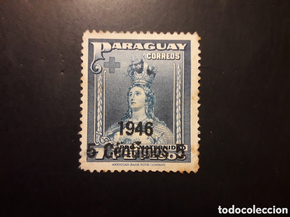 Cromos de f&uacute;tbol: PARAGUAY YVERT 454 SELLO SUELTO USADO 1945 VIRGEN SOBRECARGADO PEDIDO M&Iacute;NIMO 3&euro;
