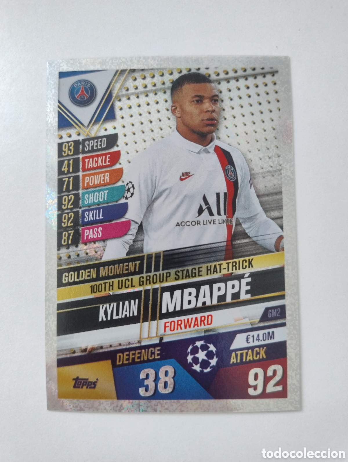 Cromos de f&uacute;tbol: GM2 - Mbappe - PSG - Topps Match Attax 101 2019 - 2020 Golden Moment