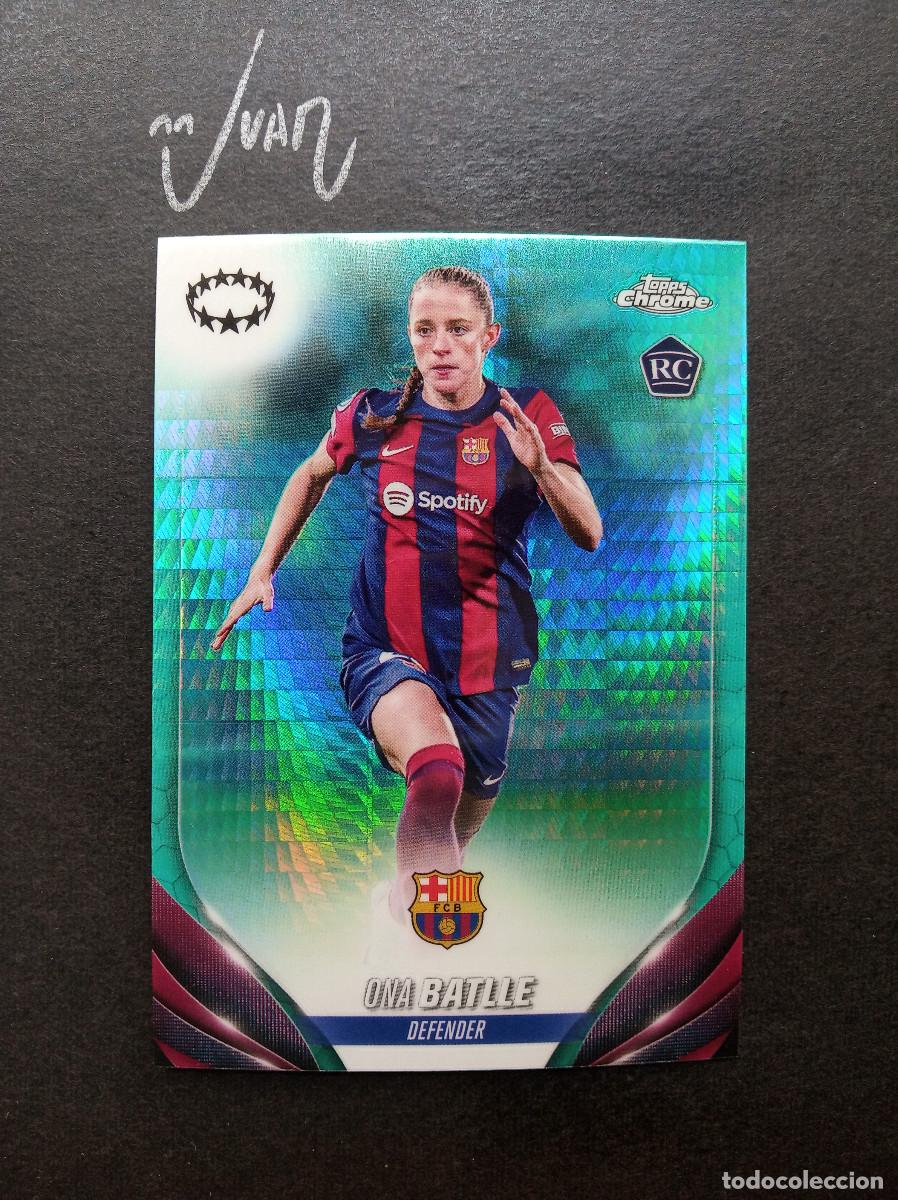 Football Stickers: N&ordm; 90 AQUA PRISM ONA BATLLE BARCELONA ESPA&Ntilde;A ⚽ TOPPS &reg; CHROME WOMEN CHAMPIONS 2023 2024 23 24 NUEVO