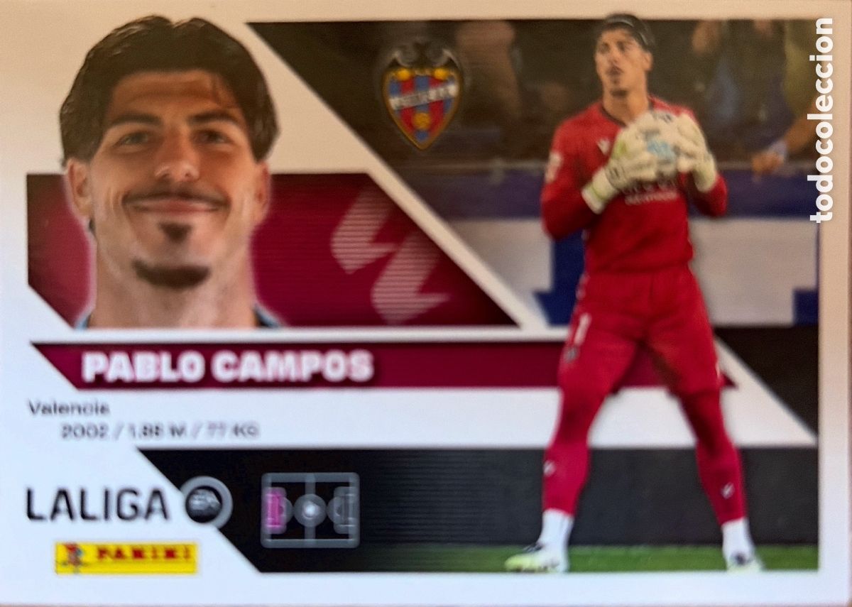 Cromos de f&uacute;tbol: 4.- Pablo Campos (LEVANTE) - COLECCIONES ESTE 2026/27 (PANINI)