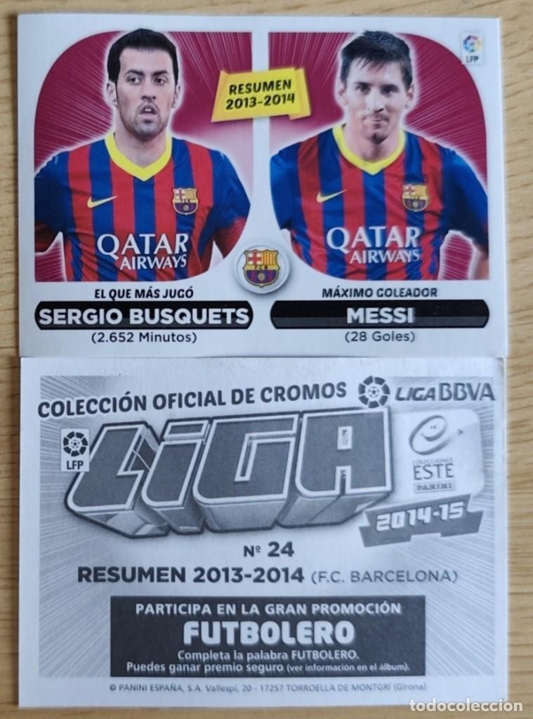 Cromos de f&uacute;tbol: RESUMEN 2013/14 STICKER FC BARCELONA MESSI BUSQUETS N&ordm; 24 NUEVO SIN PEGAR EDICIONES ESTE PANINI