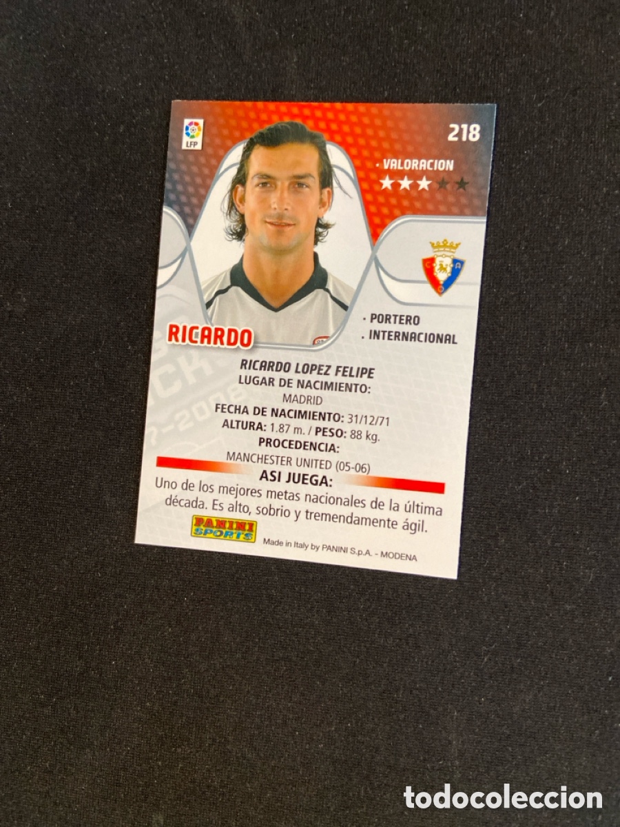 Cromos de f&uacute;tbol: RICARDO 218 (OSASUNA) PANINI MEGACRACKS 2007-2008 07 08 CROMO CARTA M-3 - Foto 2