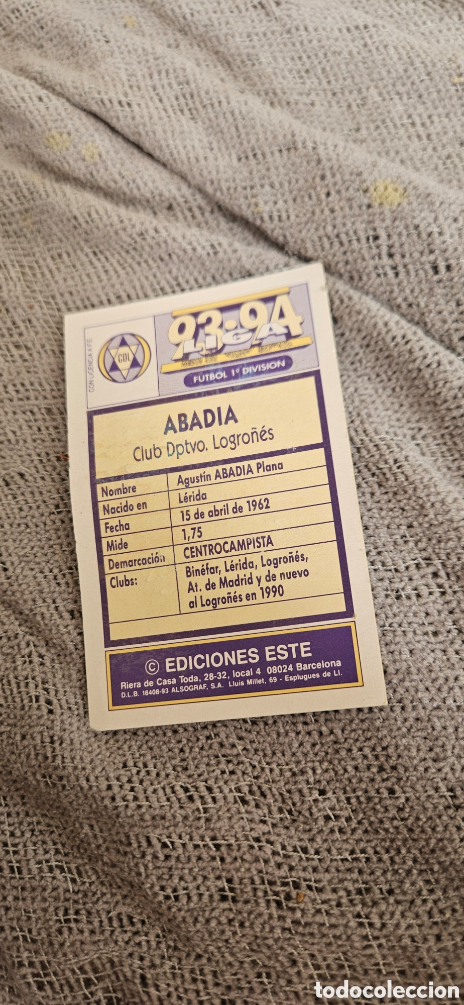 Cromos de f&uacute;tbol: Abad&iacute;a logro&ntilde;es este 1993 1994 93 94 - Foto 2
