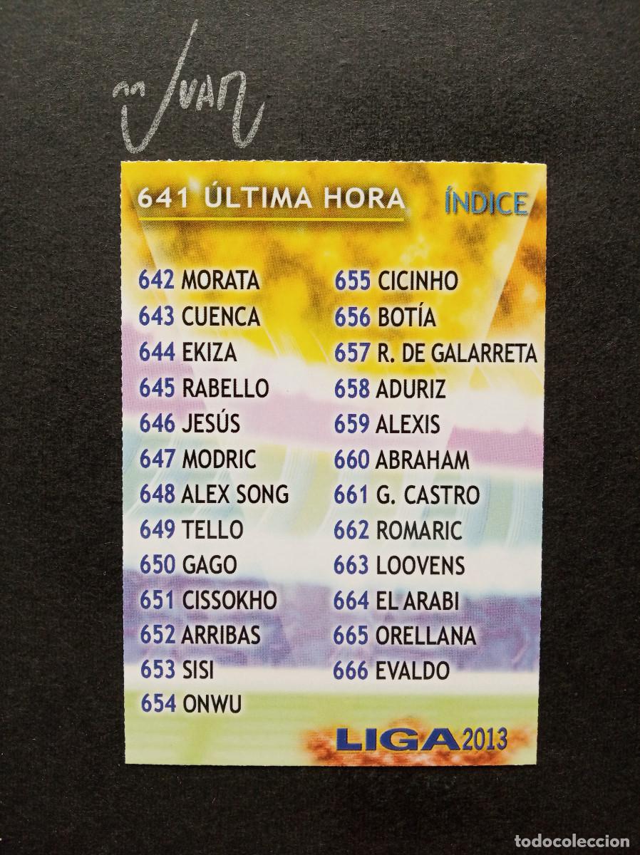 Cromos de f&uacute;tbol: N&ordm; 641 INDICE UH CHECK LIST ULTIMA HORA ⚽ MUNDICROMO &reg; 2012 2013 FICHAS LIGA FUTBOL QUIZ GAME 12 13