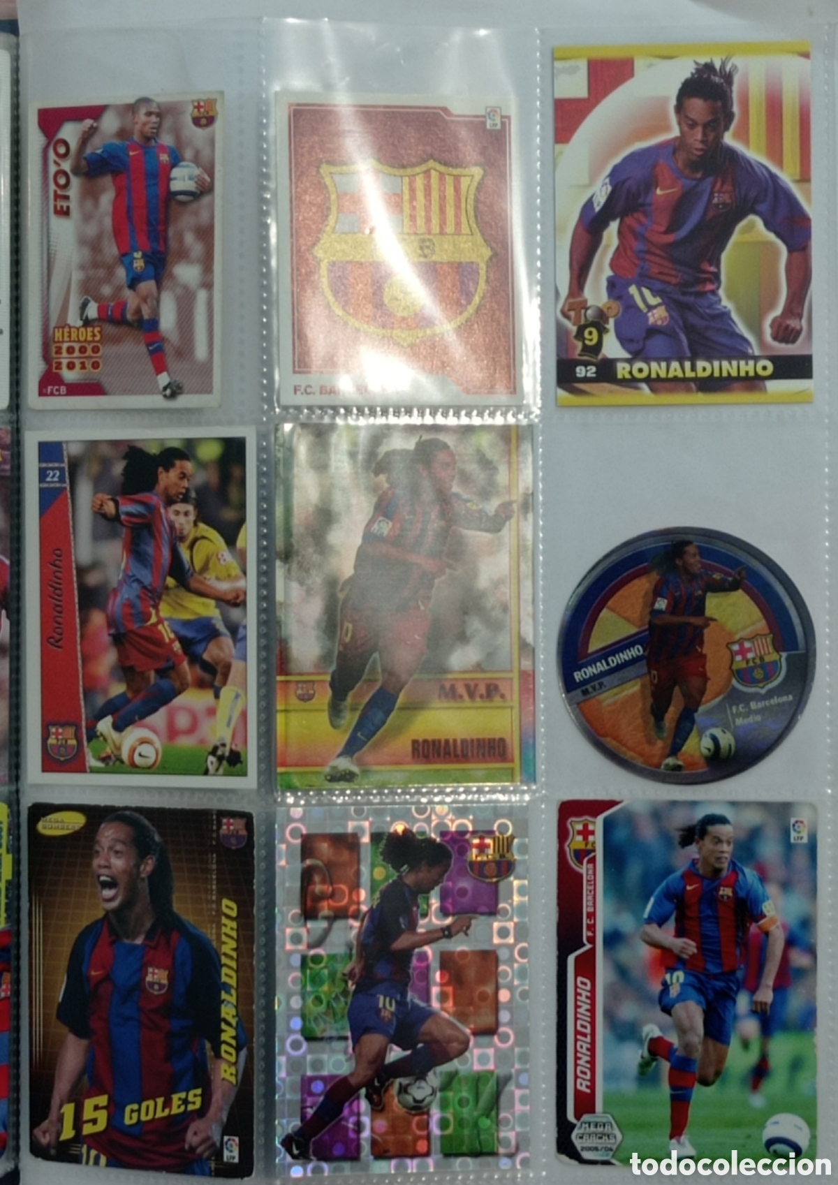 Cromos de f&uacute;tbol: RONALDINHO, FC BARCELONA. 9 CROMOS