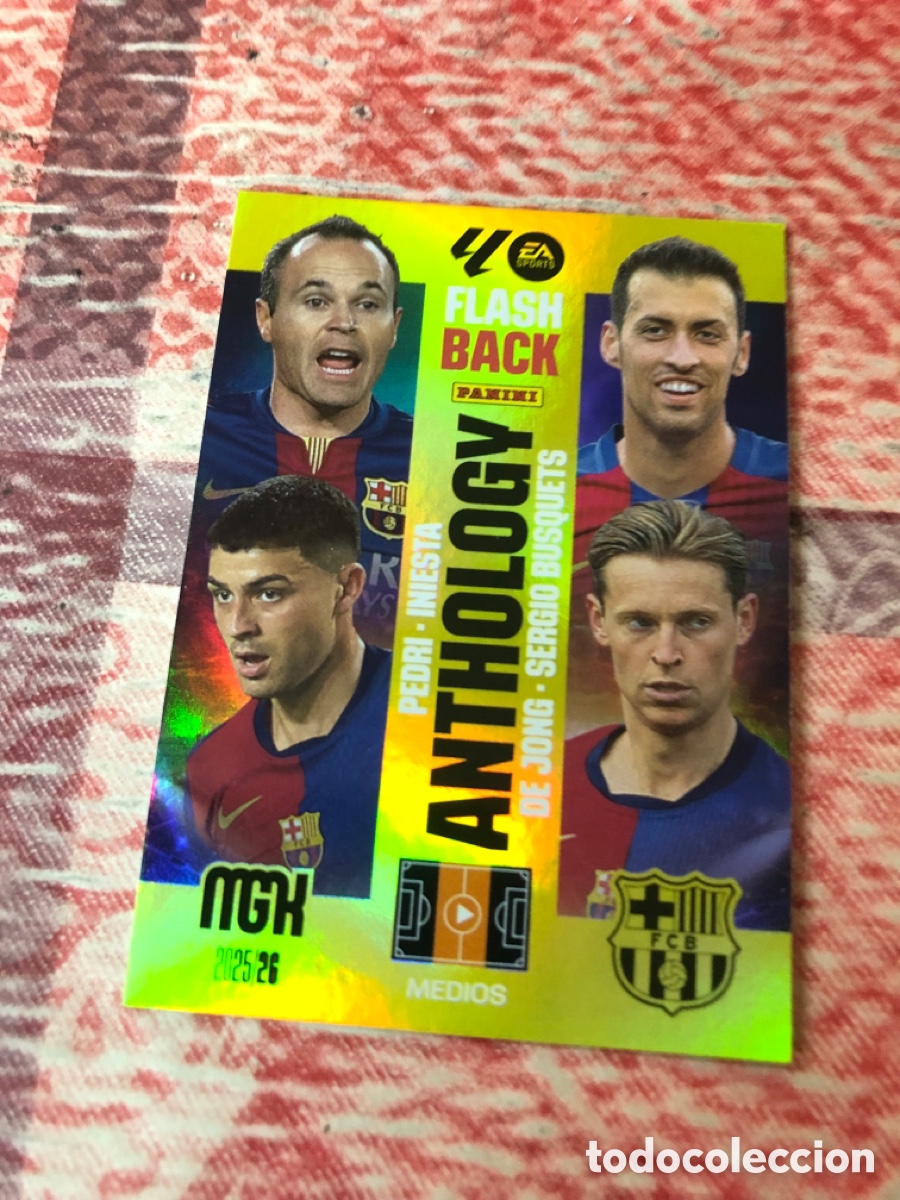 Cromos de f&uacute;tbol: 435 INIESTA PEDRI JONG BUSQUETS BARCELONA FLASHBACK ANTHOLOGY ⚽ MEGACRACKS LIGA 2025 2026 25 26 ⚽