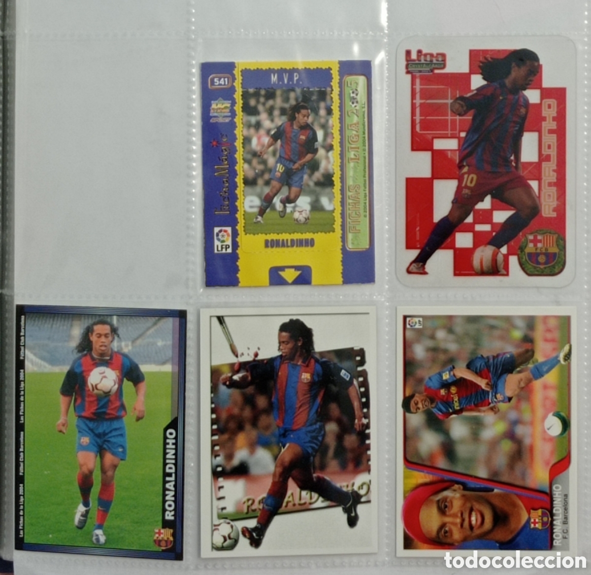 Cromos de f&uacute;tbol: RONALDINHO, FC BARCELONA. 5 CROMOS