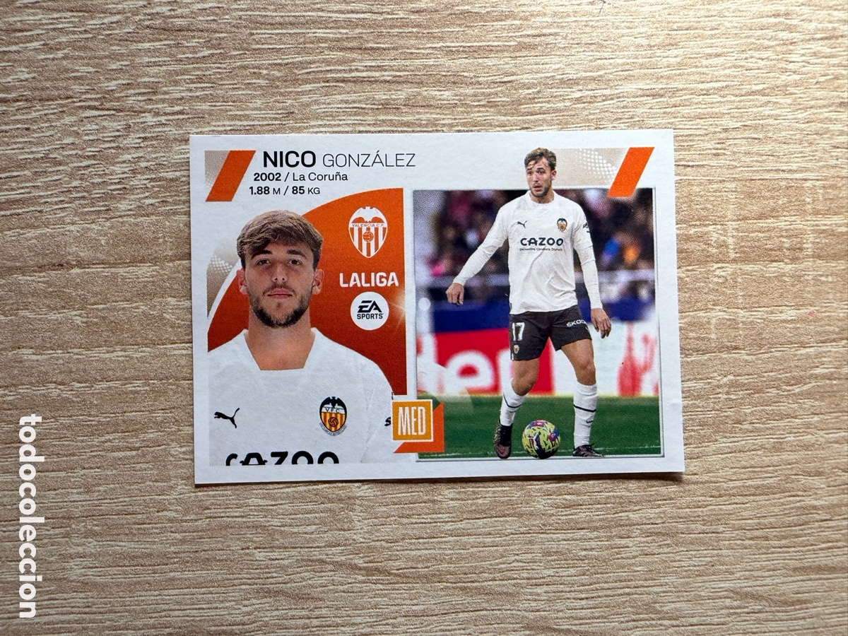 Football Stickers: NICO N&ordm; 14 VALENCIA CF CROMO COLECCIONES ESTE LALIGA 2023 2024 23 24