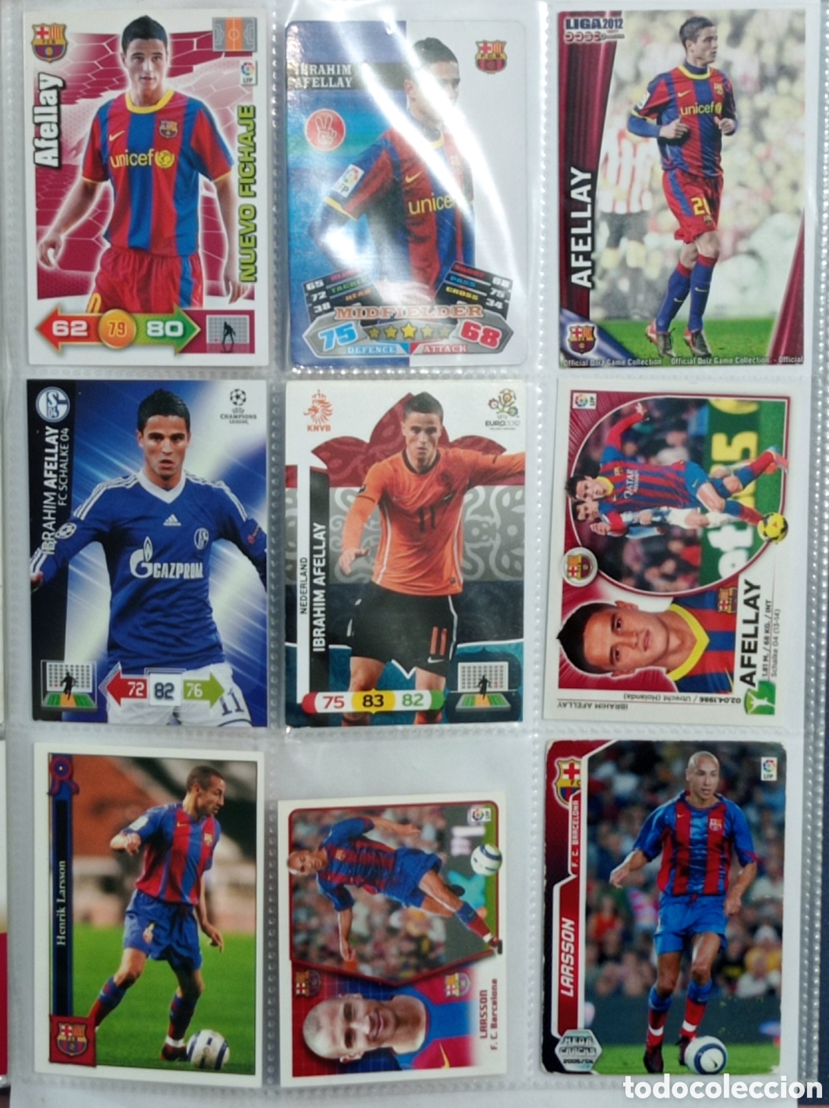Cartes &agrave; collectionner de Football: I.AFELLAY - H.LARSSON, FC BARCELONA. 9 CROMOS