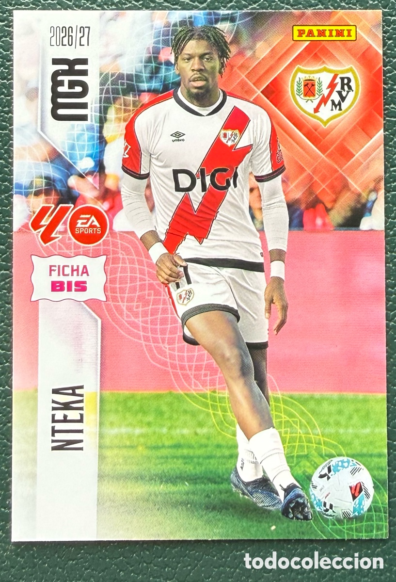 Football Stickers: 297 BIS NTEKA RAYO VALLECANO FICHAS ALBUM MEGACRACKS 2026 2027 MGK 26 27
