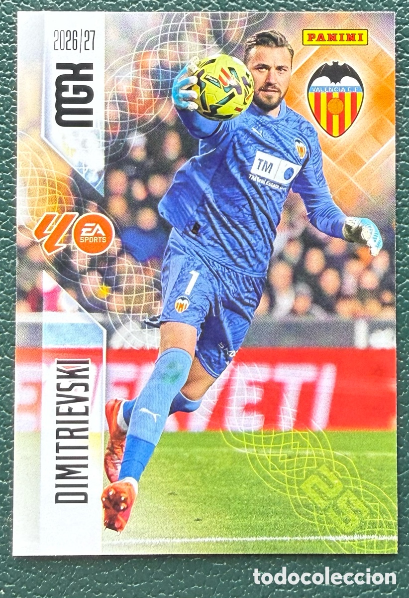 Cartes &agrave; collectionner de Football: 344 DIMITRIEVSKI VALENCIA CF FICHAS ALBUM MEGACRACKS 2026 2027 MGK 26 27