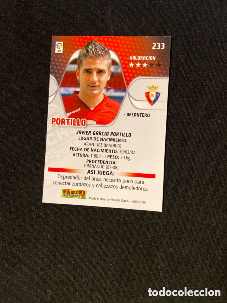 Cromos de f&uacute;tbol: PORTILLO 233 (OSASUNA) MEGA - Foto 2