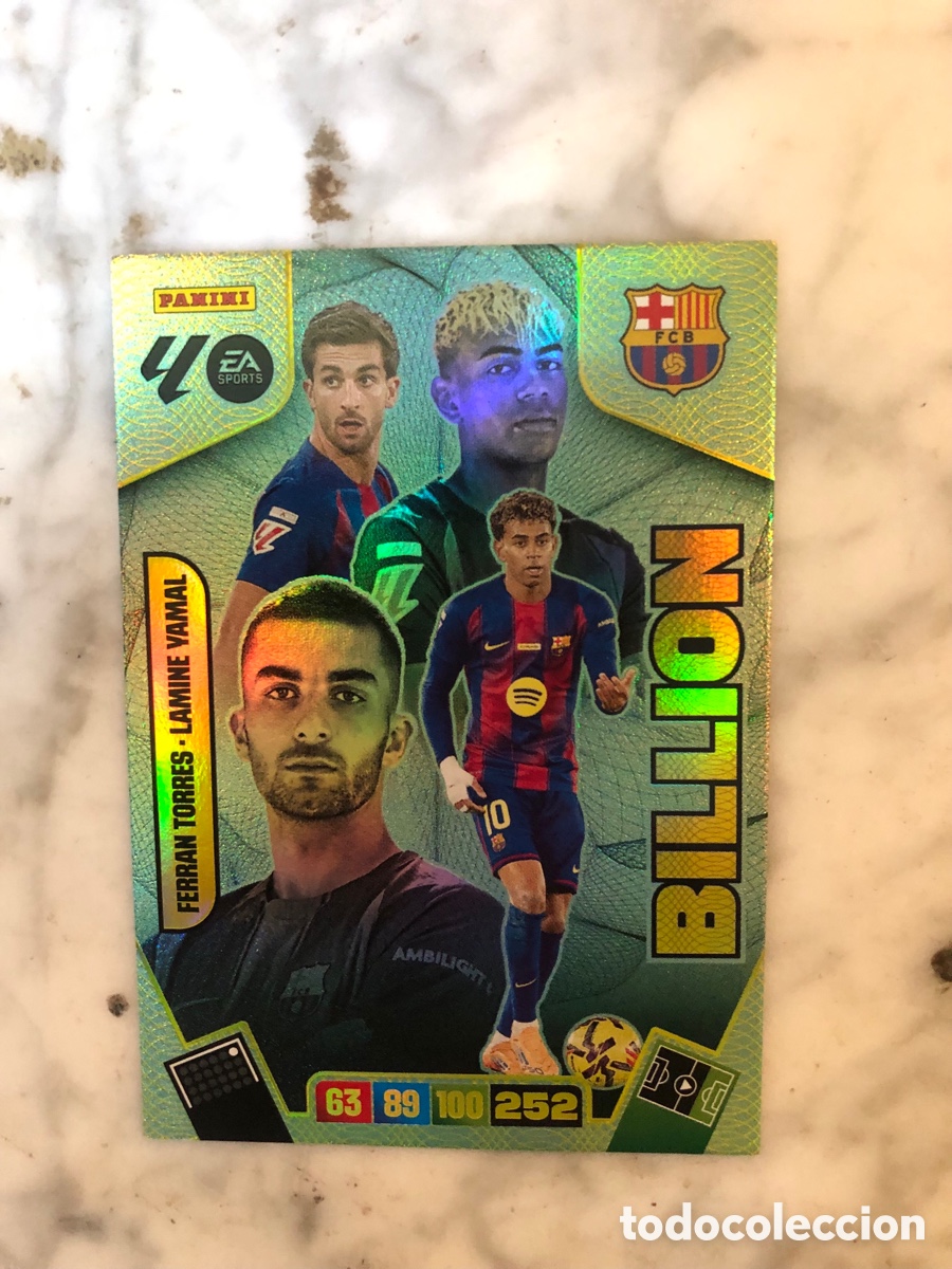 Cromos de f&uacute;tbol: FERR&Aacute;N TORRES LAMINE YAMAL SOBRE MOMENTUM ORO BILLION BARCELONA BAR&Ccedil;A ADRENALYN 2025 2026 25 26