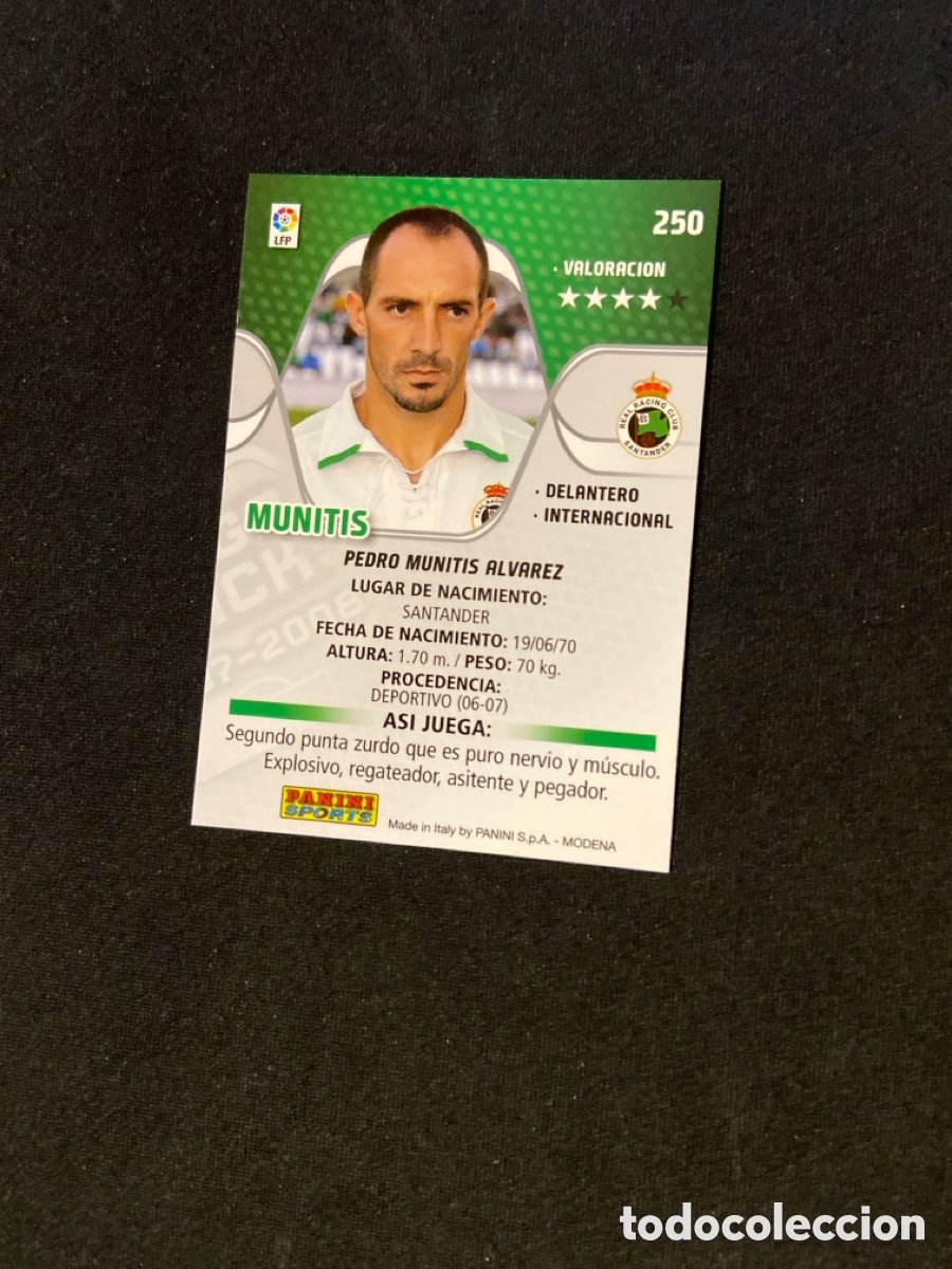 Cromos de f&uacute;tbol: MUNITIS 250 (RACING SANTANDER) - Foto 2