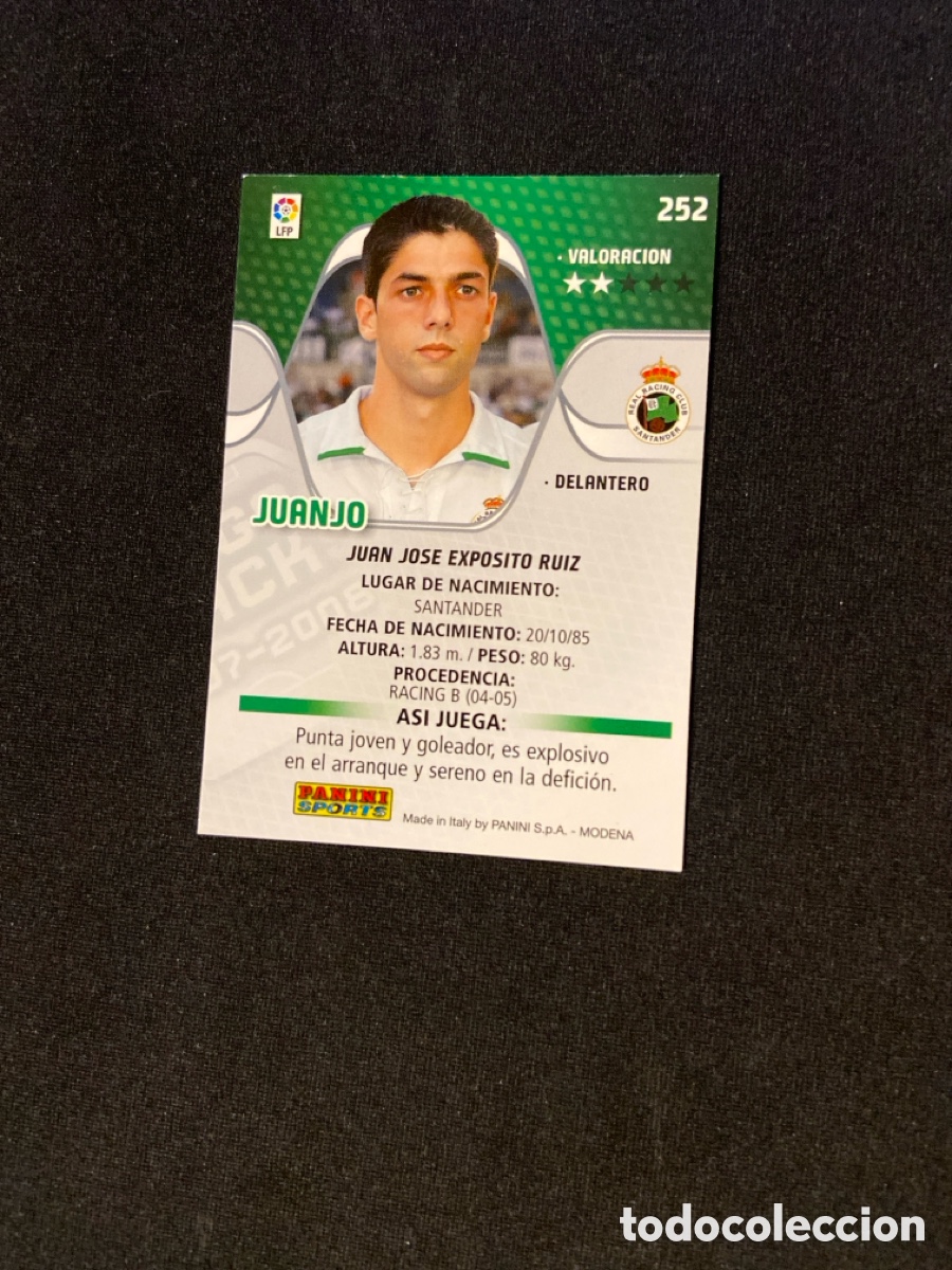 Cromos de f&uacute;tbol: JUANJO 252 (RACING SANTANDER) - Foto 2