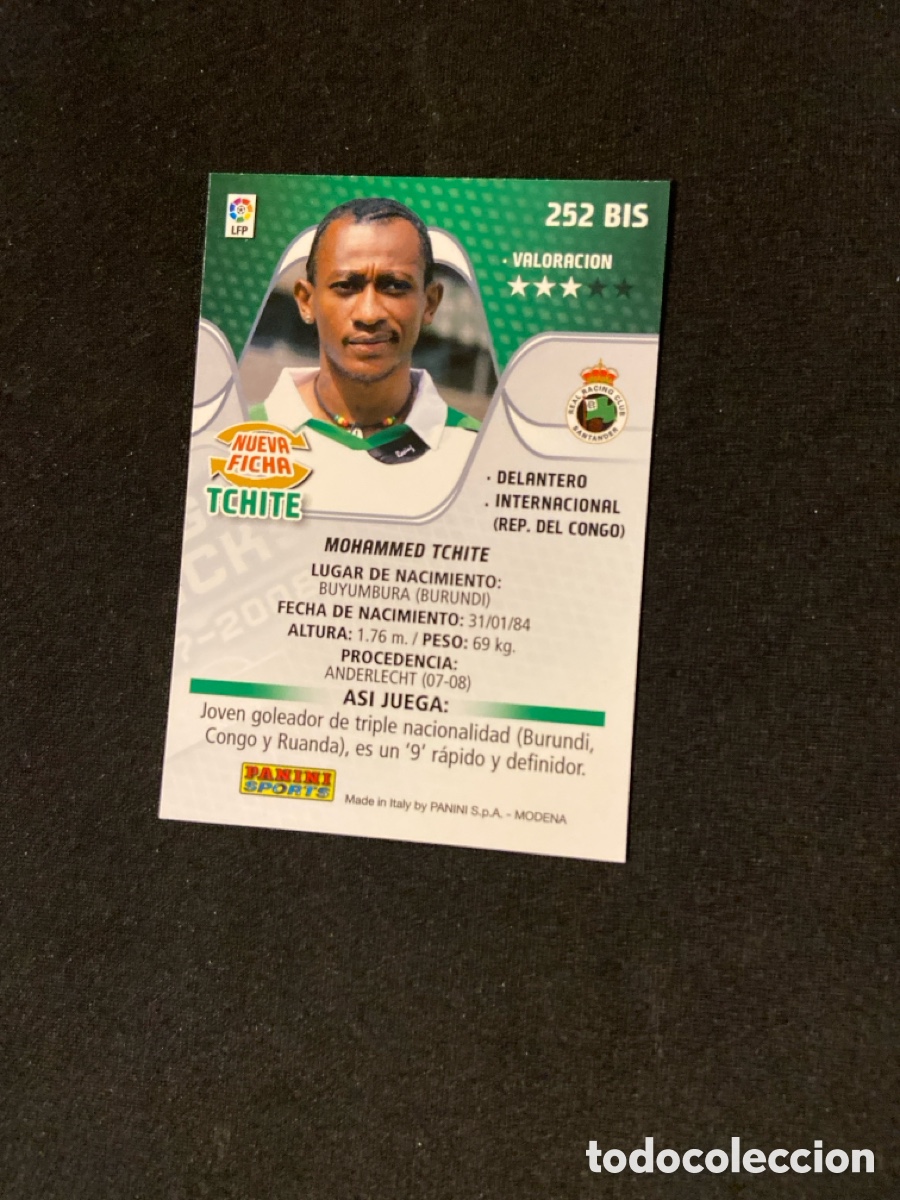 Cromos de f&uacute;tbol: TCHITE 252 BIS (RACING SANTANDER) - Foto 2