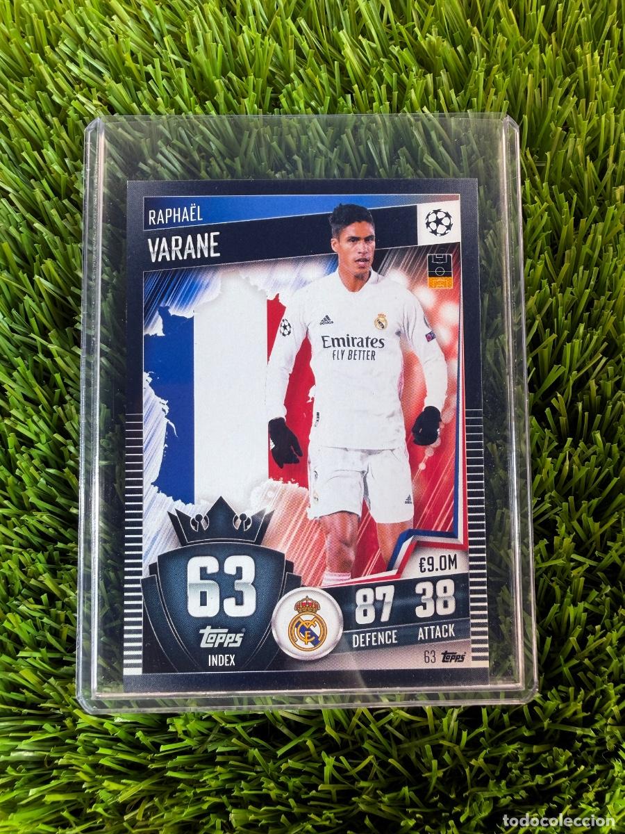 Cromos de f&uacute;tbol: N&ordm; 63 Raphael Varane Real Madrid CF Match Attax 101 20 21