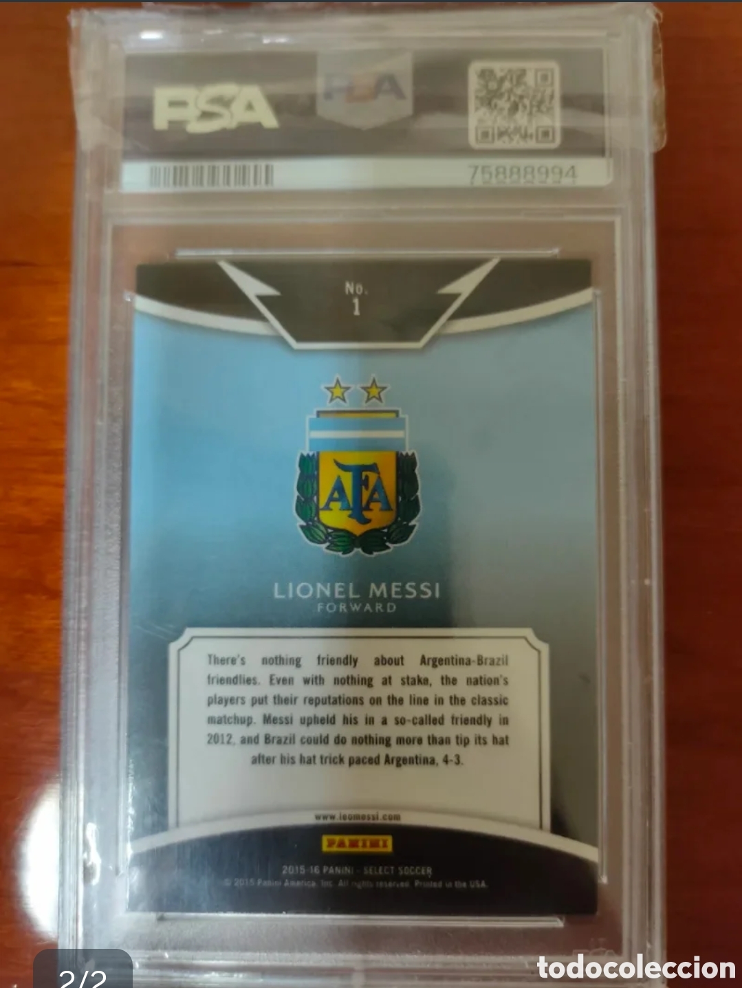 Cromos de f&uacute;tbol: Cromo Lionel Messi Panini Select 2015 PSA 8 - Foto 2