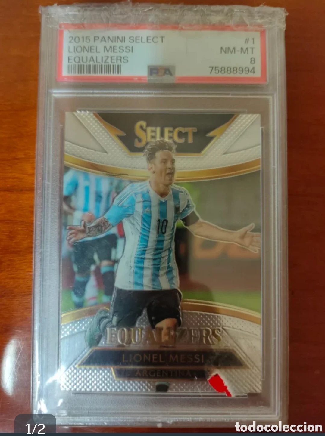 Cromos de f&uacute;tbol: Cromo Lionel Messi Panini Select 2015 PSA 8