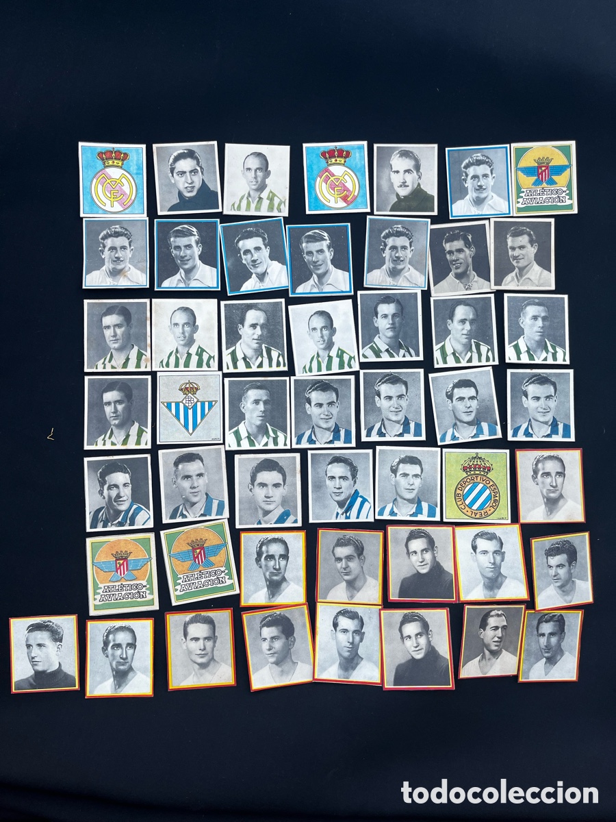 Cromos de f&uacute;tbol: Lote de 93 cromos antiguos de f&uacute;tbol a&ntilde;os 40.