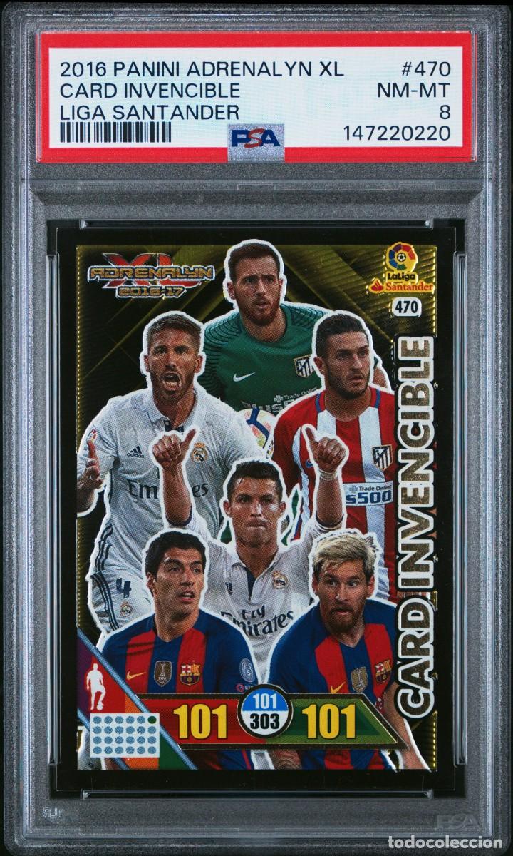 Cromos de f&uacute;tbol: Messi Crsitiano #470 Card Invencible Panini Adrenalyn 2016 17 Psa 8 Low Pop