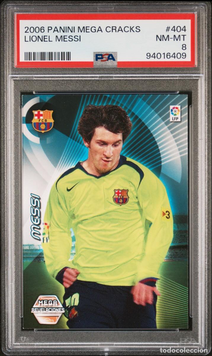 Cromos de f&uacute;tbol: Messi #404 FC Barcelona Panini Megacracks 2006 07 PSA 8