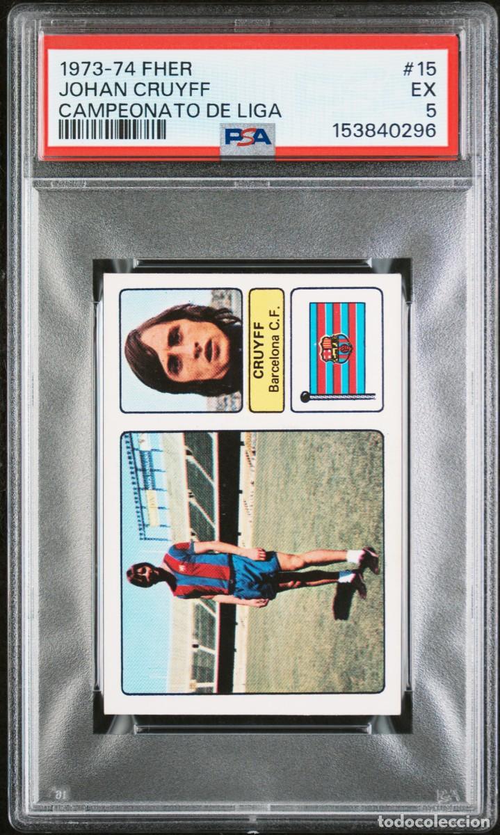 Cromos de Futebol: Compartir Raro Johan Cruyff #15 Rookie FC Barcelona Campeonato Liga Fichajes 1973 74 PSA 5