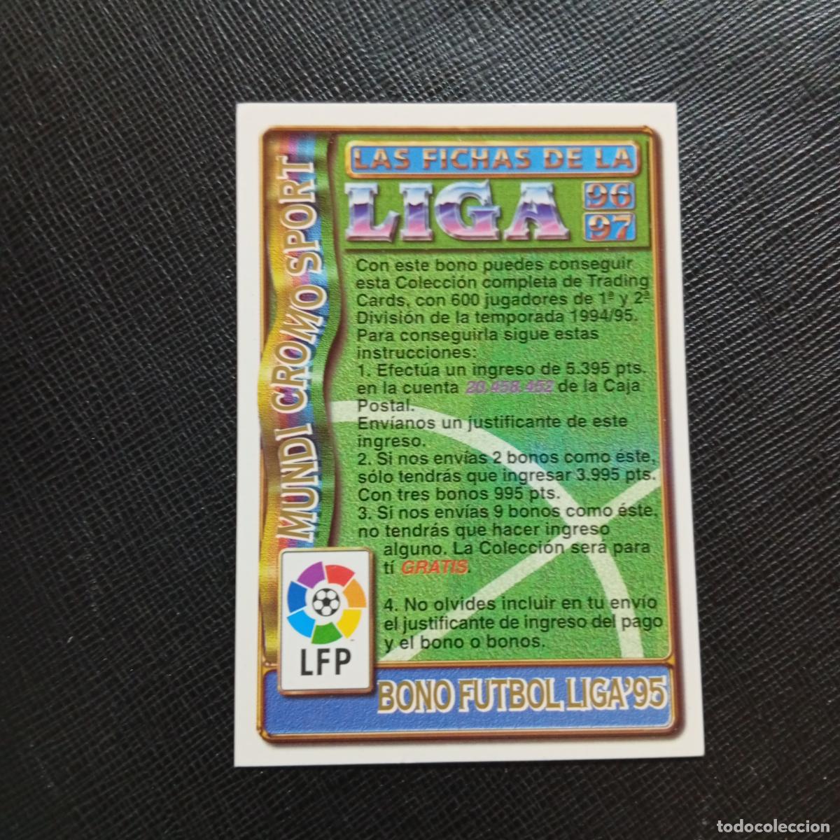 Cromos de Futebol: BONO FUTBOL LIGA 95 MUNDICROMO 1996 1997 FICHAS CROMO FUTBOL 96 97 - A190 PG35