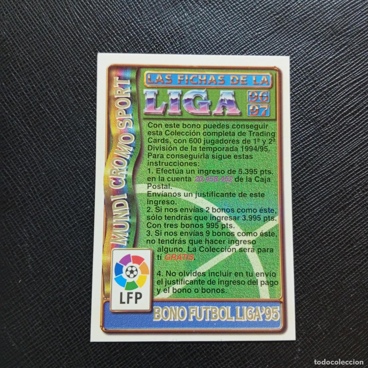 Cromos de Futebol: BONO FUTBOL LIGA 95 MUNDICROMO 1996 1997 FICHAS CROMO FUTBOL 96 97 - A190 PG36