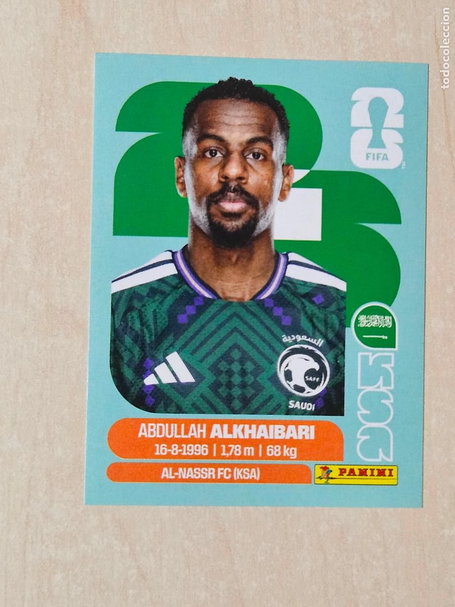 Cartes &agrave; collectionner de Football: CROMO KSA11 KSA 11 ALKHAIBARI ARABIA SAUDI - MUNDIAL FIFA WORLD CUP 2026 STICKER PANINI SIN PEGAR