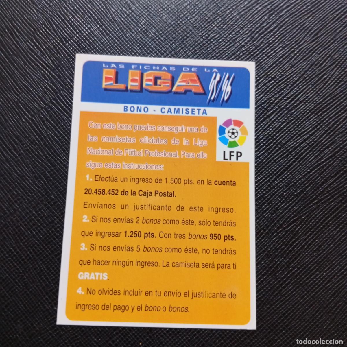 Cromos de f&uacute;tbol: BONO CAMISETA MUNDICROMO 1995 1996 FICHAS CROMO FUTBOL 95 96 - A190 PG56 GRATIS BLANCO