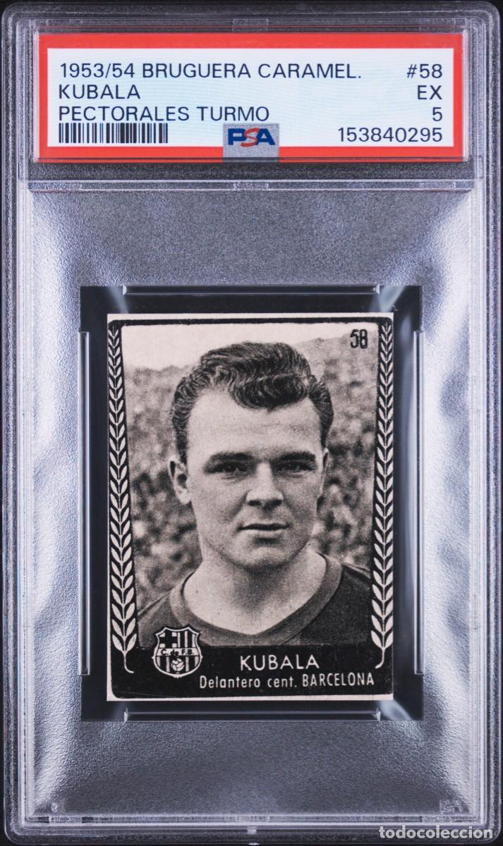 Cromos de f&uacute;tbol: Rookie Kubala #58 Bruguera Caramelos Pectorales Turmo FC Barcelona 1953 54 Psa 5