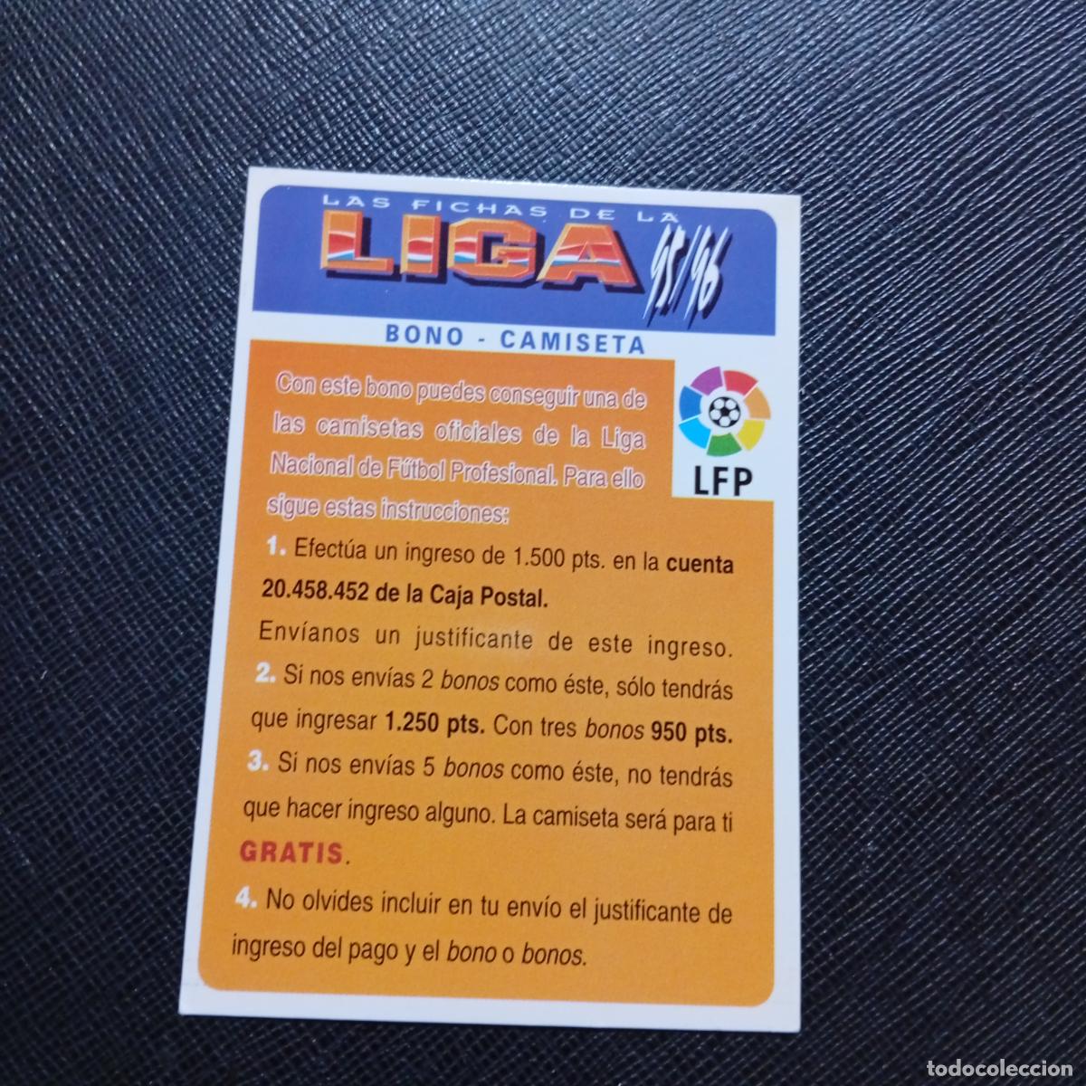 Cromos de f&uacute;tbol: BONO CAMISETA MUNDICROMO 1995 1996 FICHAS CROMO FUTBOL 95 96 - A190 PG68 GRATIS ROJO